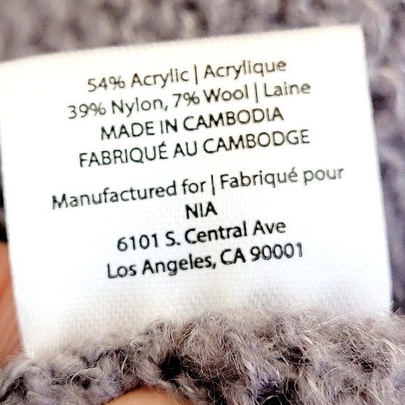 NIA Periwinkle Grey Purple Button Front Wool Blend Cardigan Sweater NWOT Large - Picture 7 of 10